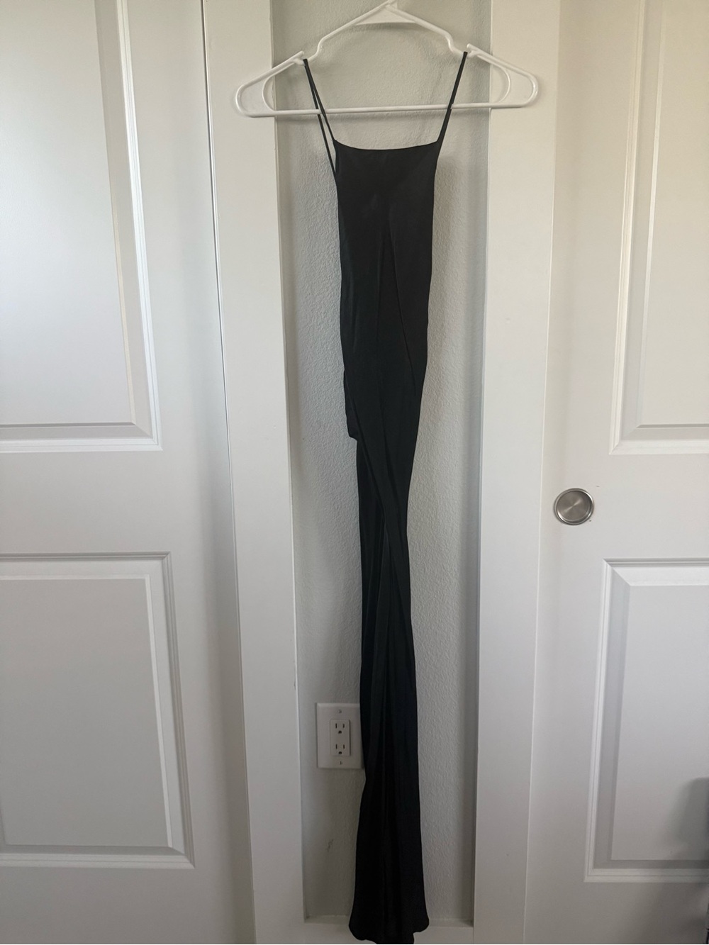 Mango Black Slim Spaghetti-Strap Maxi Dress